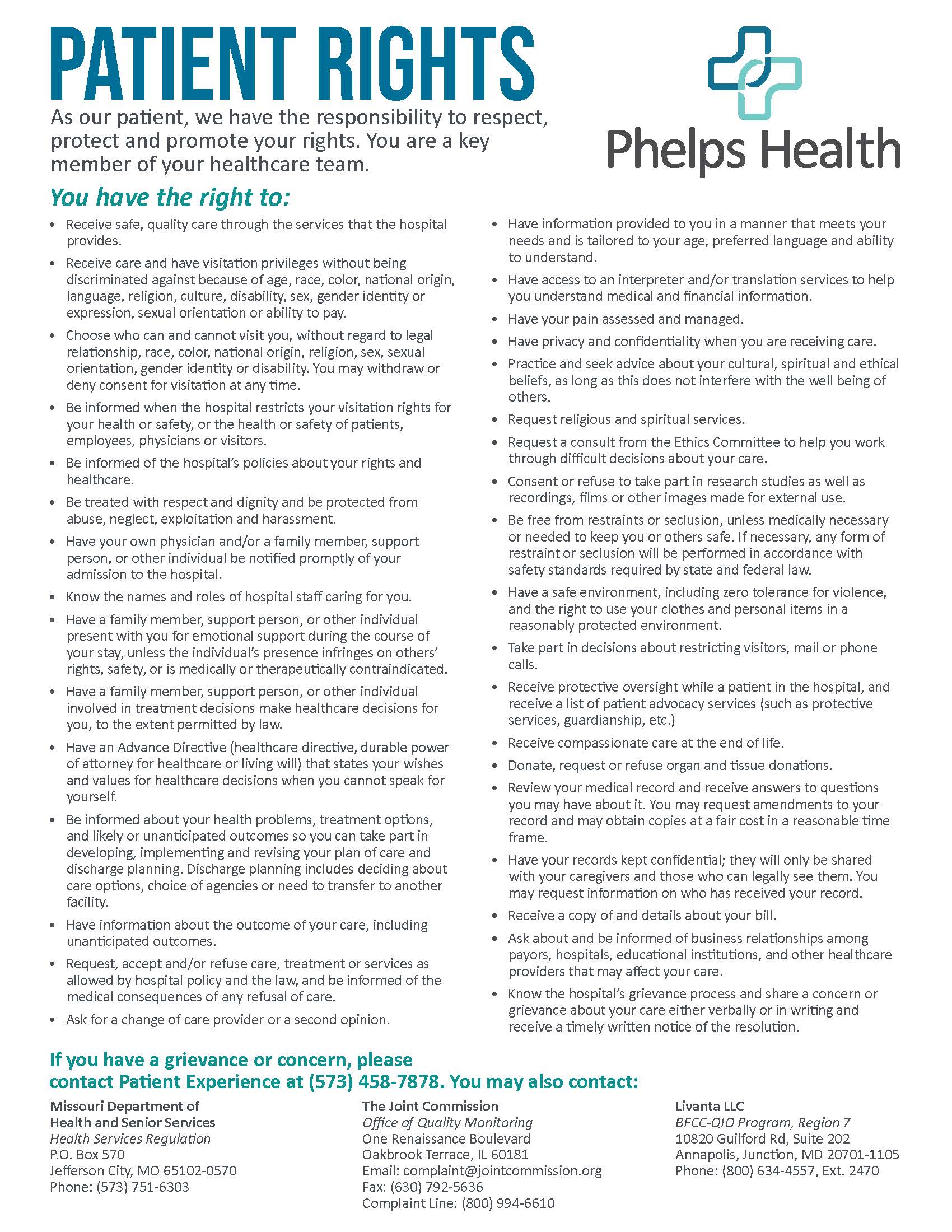 Patient Rights Phelps Health